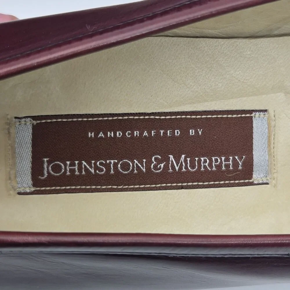 Johnston & Murphy Loafer Shoe Burgundy Leather Men Sz 11.5 Kiltie Tassel Italy